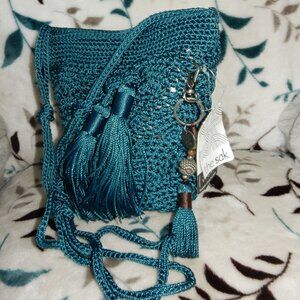 Teal crochet SAK bag